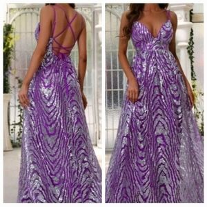 Party colorblock Spaghetti strap bavkless contrast Sequin, lace, flared…